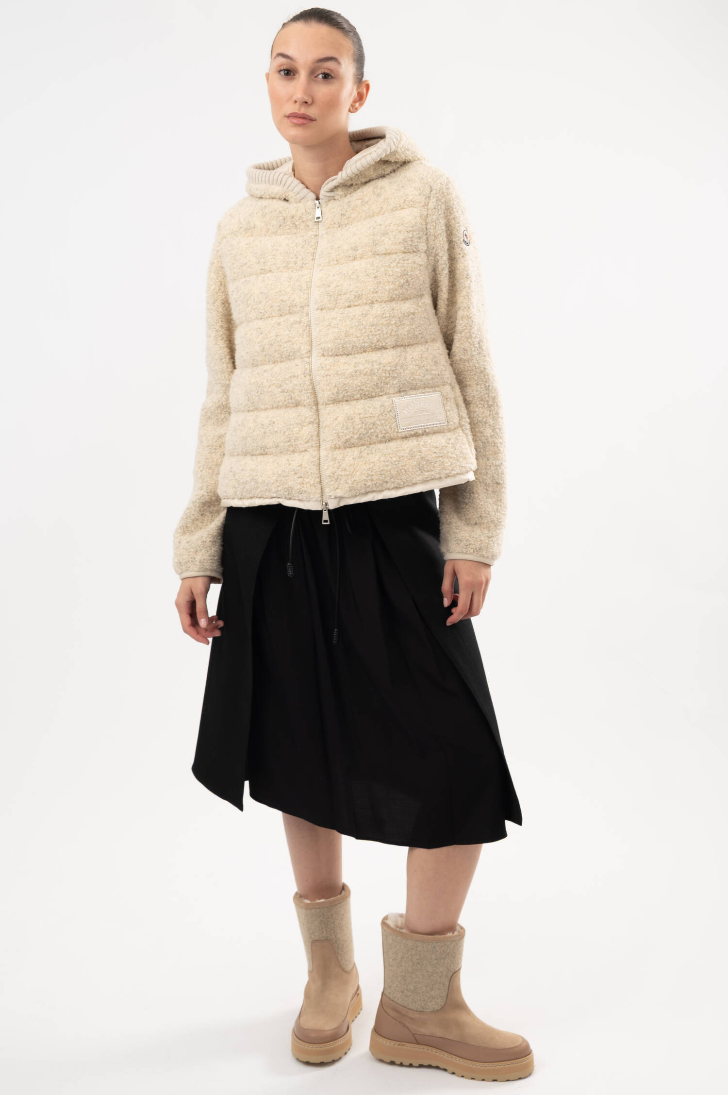 Gesteppte-Teddyjacke in Beige meliert Gesteppte-Teddyjacke in Beige meliert