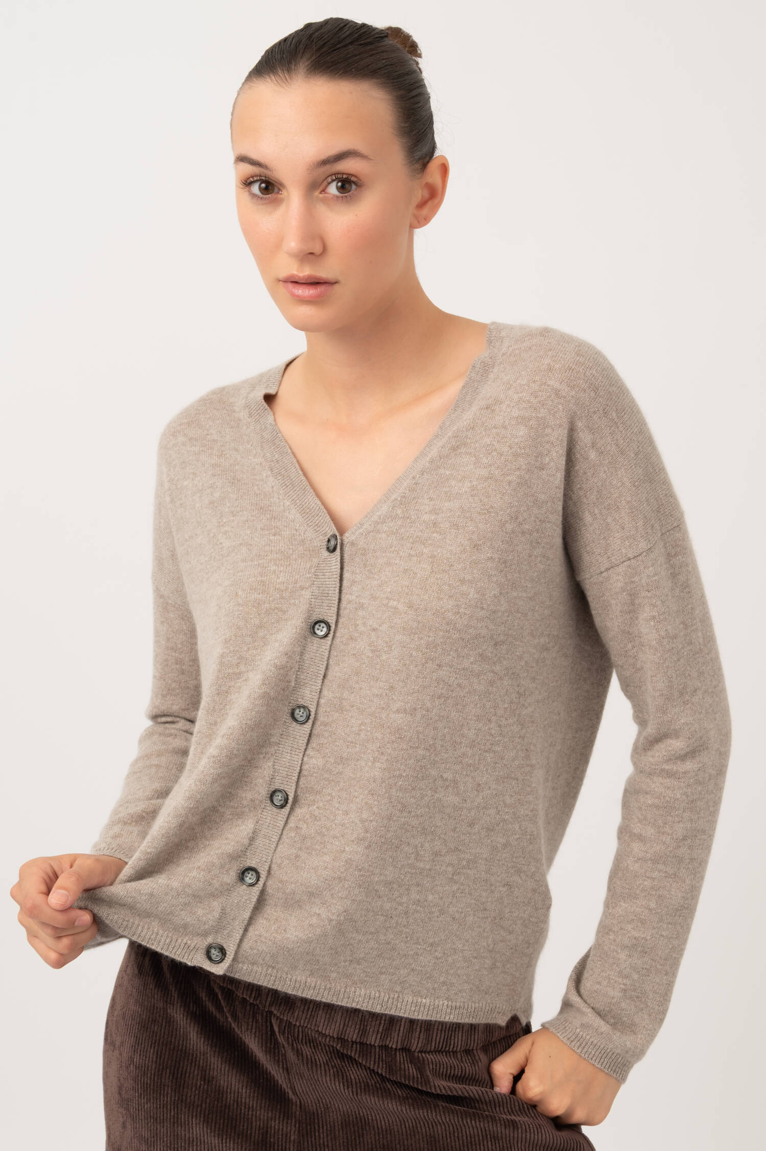 Cashmere Cardigan in Beige meliert Cashmere Cardigan in Beige meliert