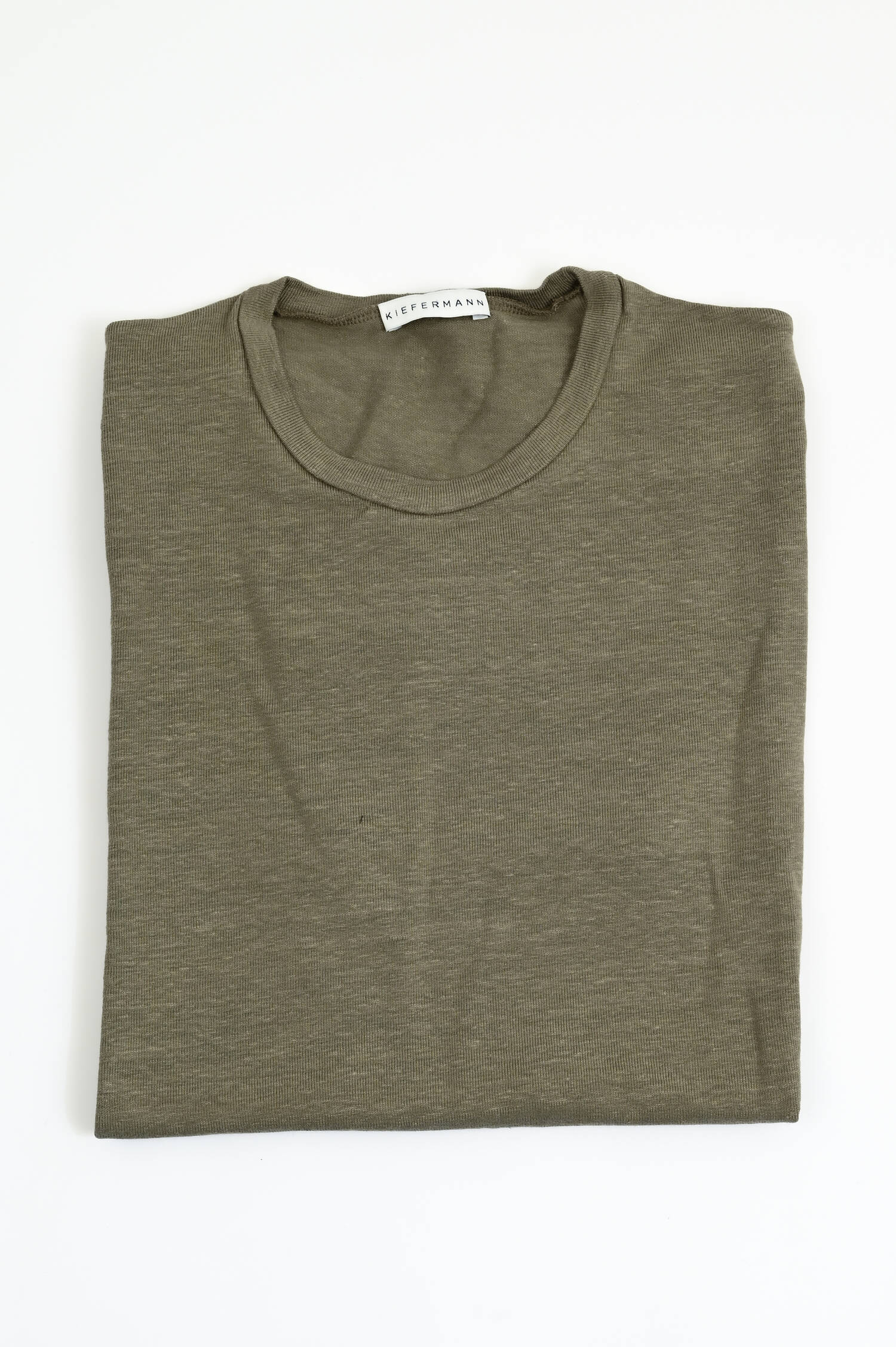 Kurzarmshirt aus Leinen in Alge