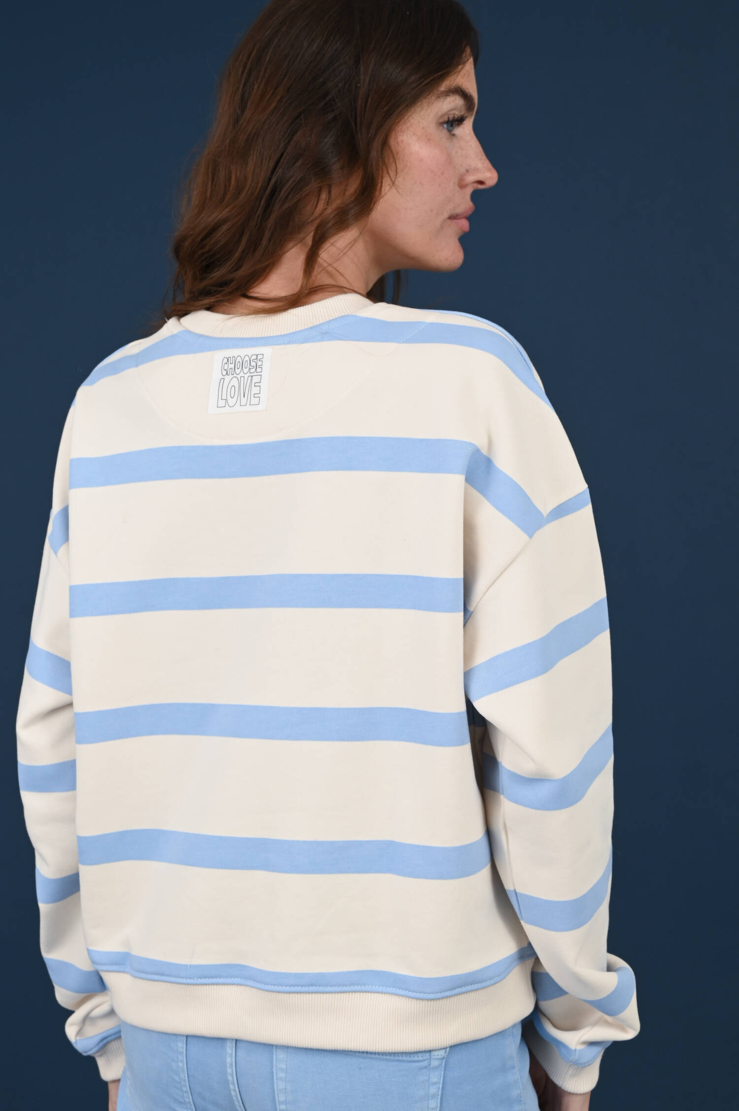 Ringelsweater LOVELY in Ecru/Hellblau