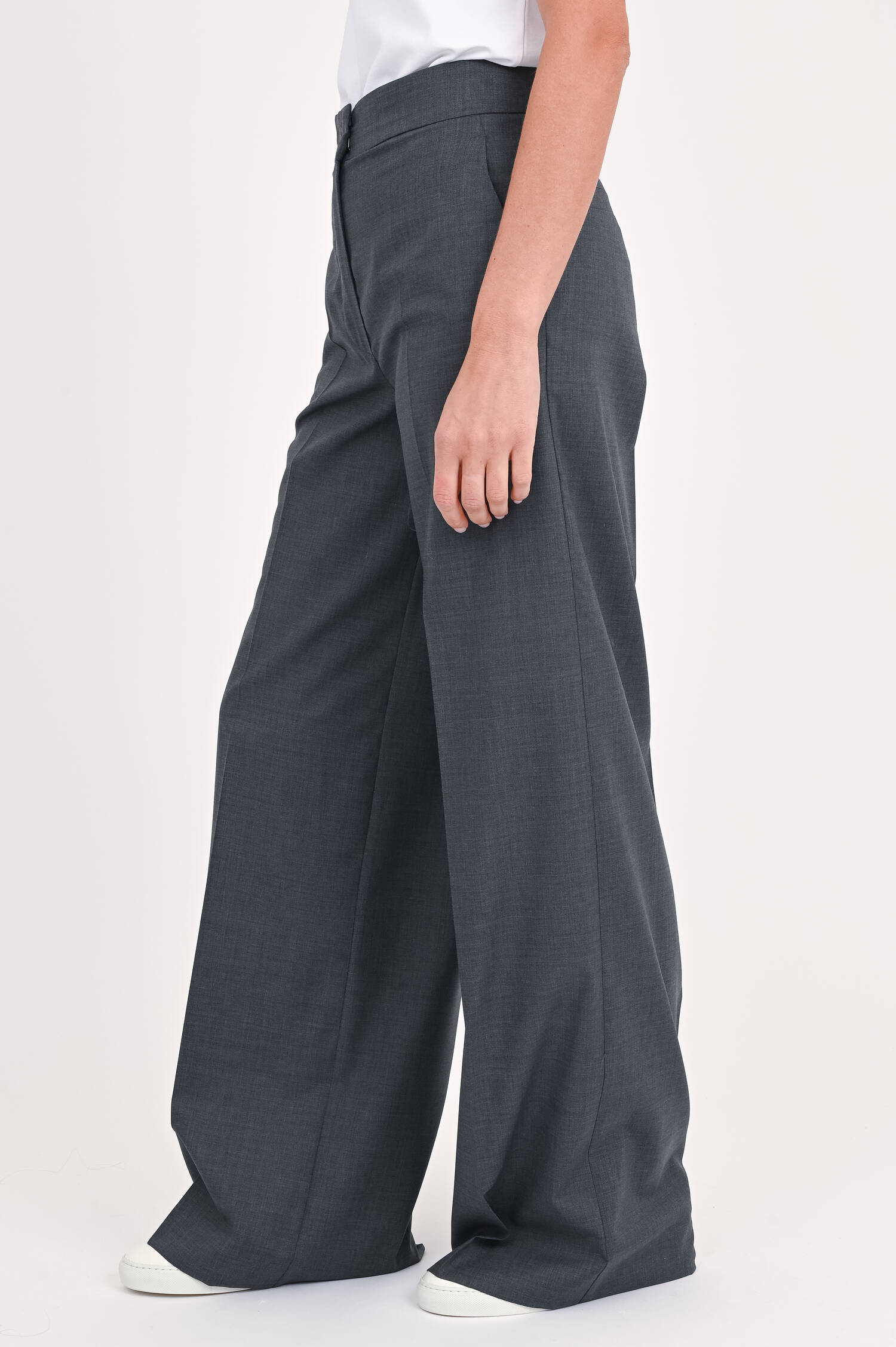 Hose aus Schurwolle in Grau