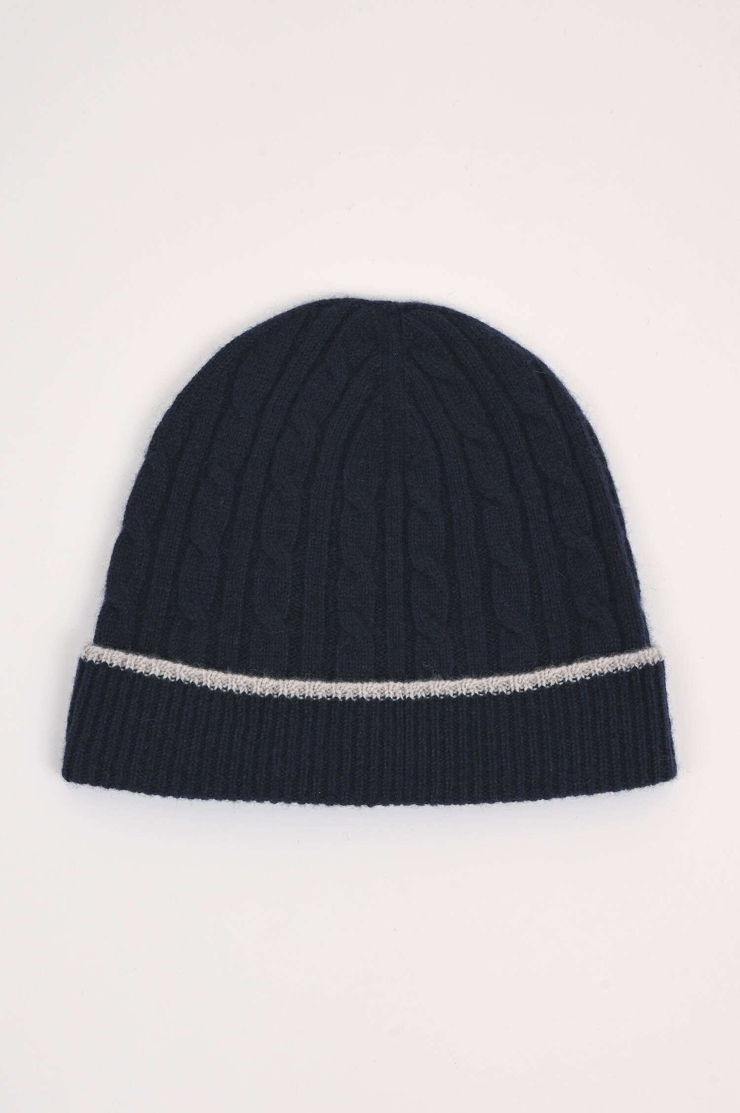 Zopfstrick Cashmere Mütze in Navy