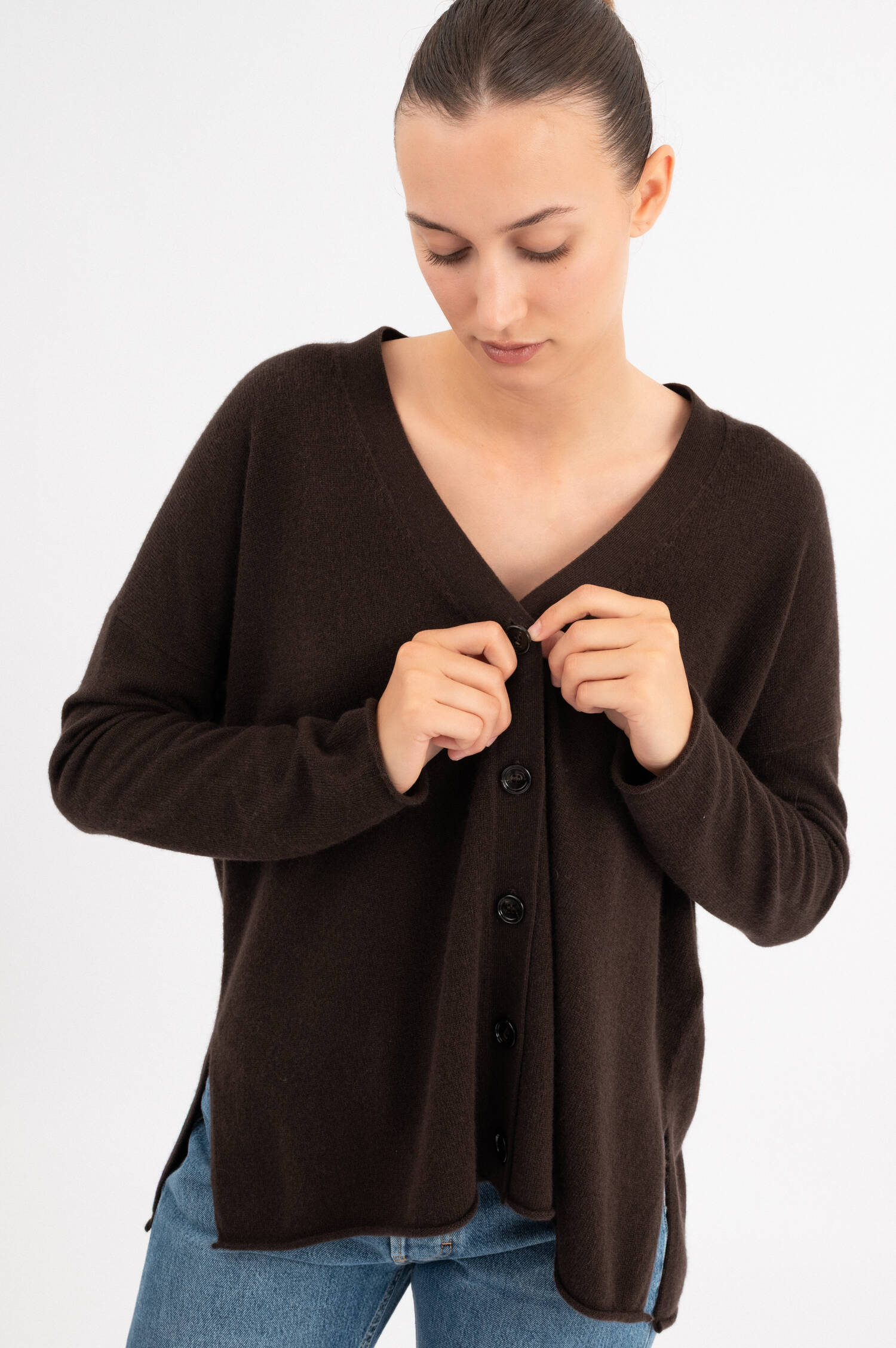 Cashmere Cardigan in Braun