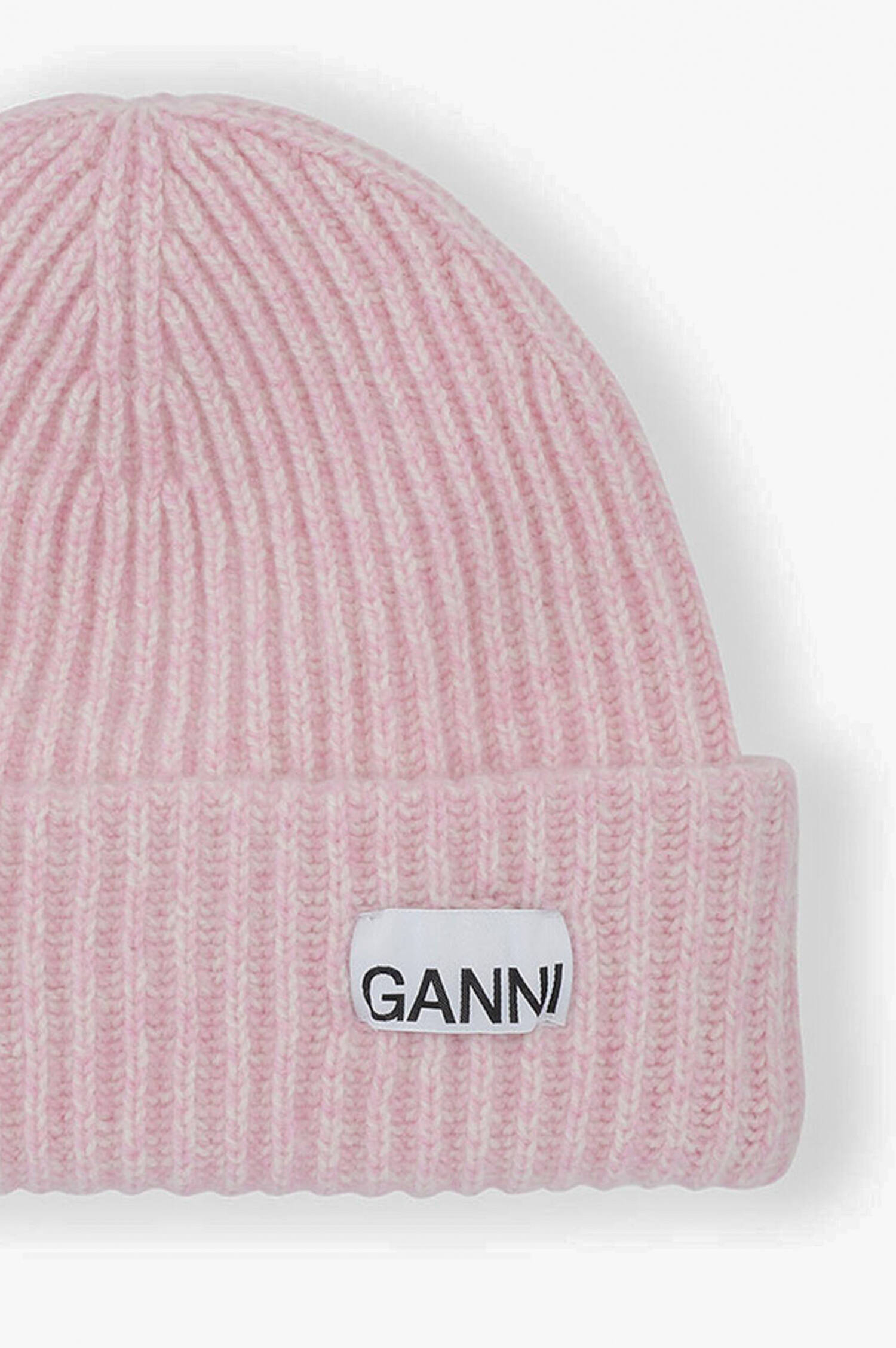 Rippstrick Beanie in Rosa meliert