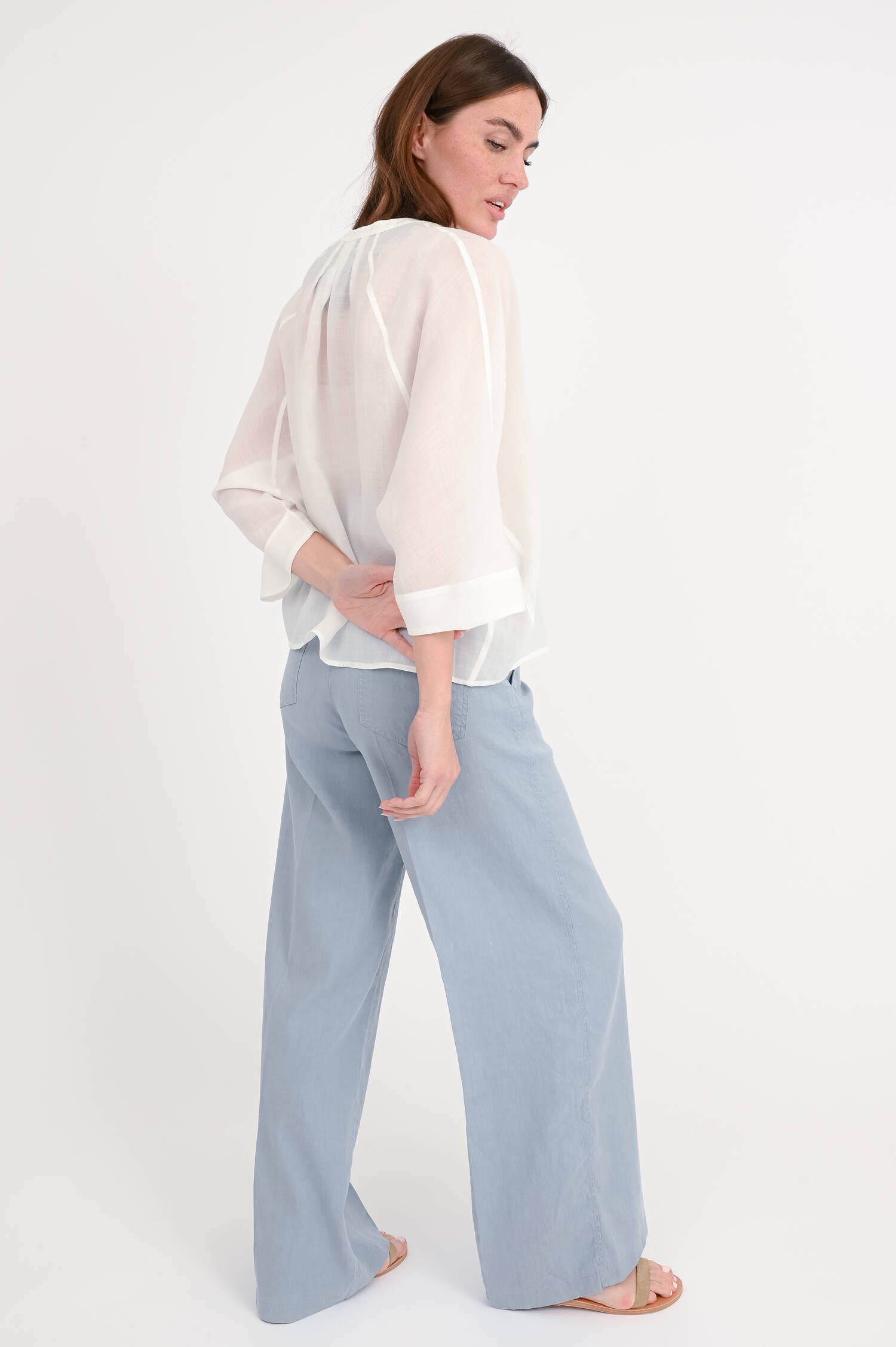 Bluse aus Ramie-Tencel-Mix in Weiß