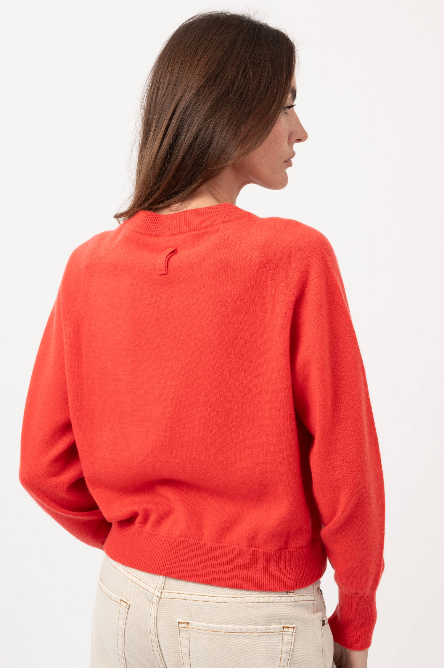 Cashmere-Raglan-Pullover in Pastellrot Cashmere-Raglan-Pullover in Pastellrot