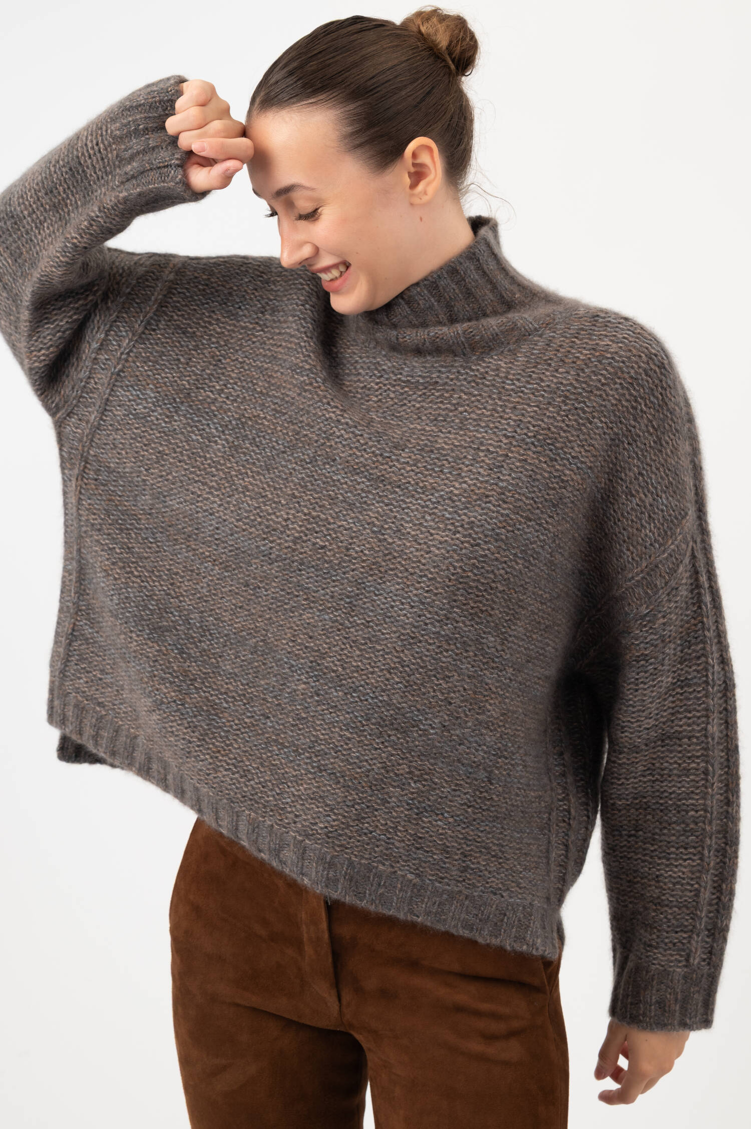 Cashmere-Seiden-Pullover CLEON in Taupe meliert Cashmere-Seiden-Pullover CLEON in Taupe meliert