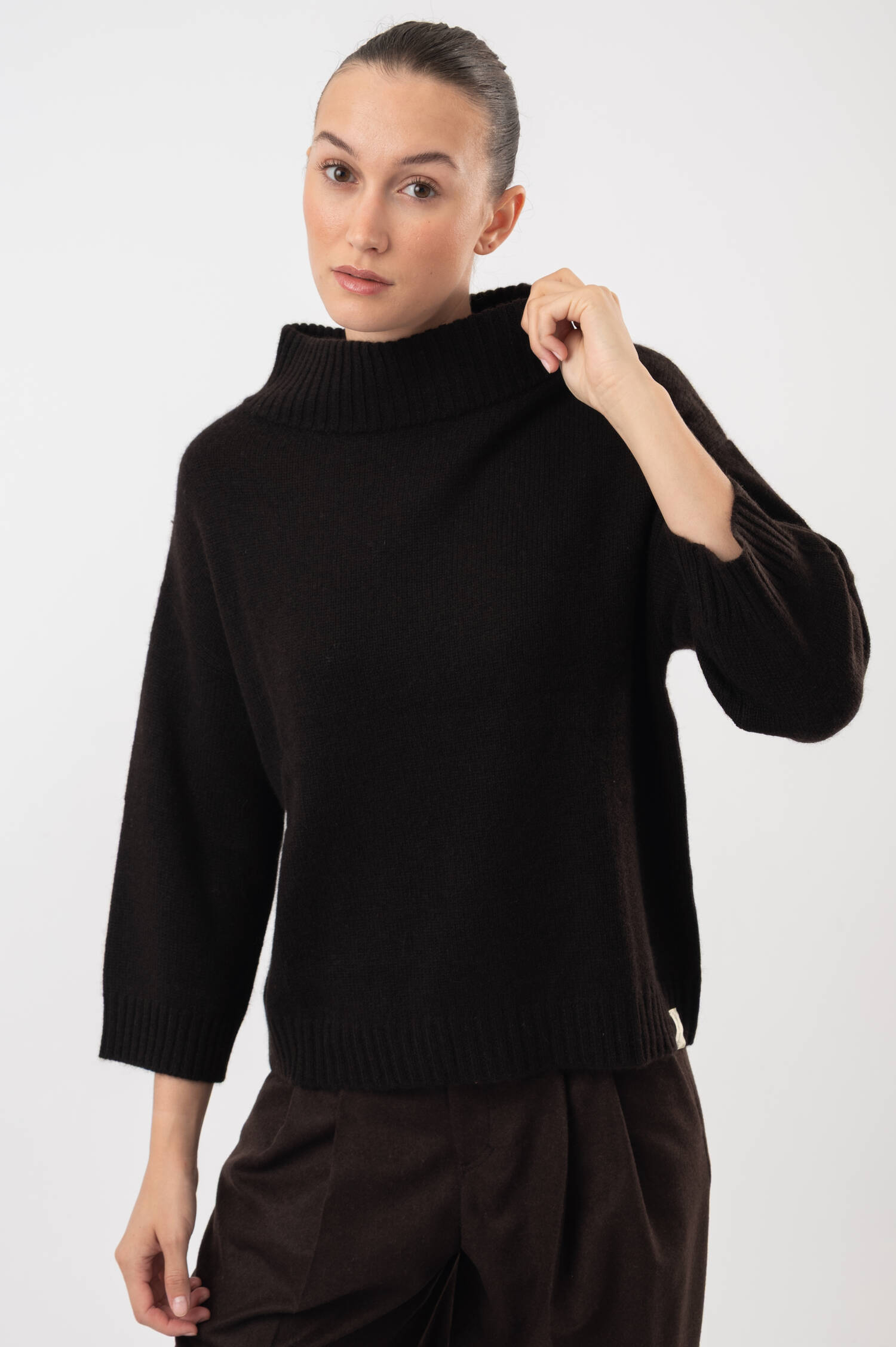 Cashmere-Pullover in Dunkelbraun