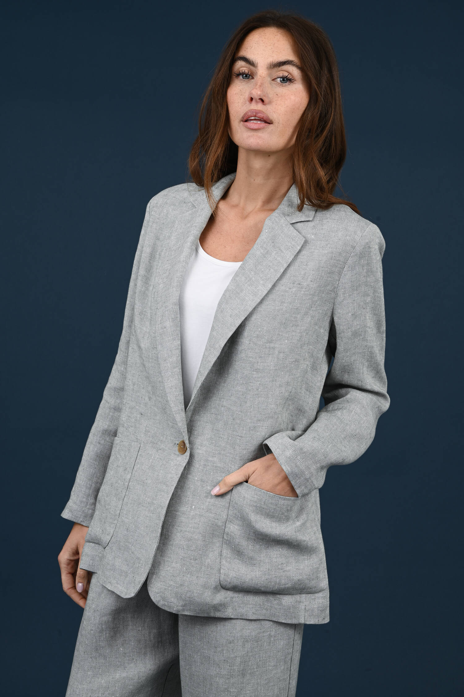 Leinenblazer in Powder Blue Leinenblazer in Powder Blue