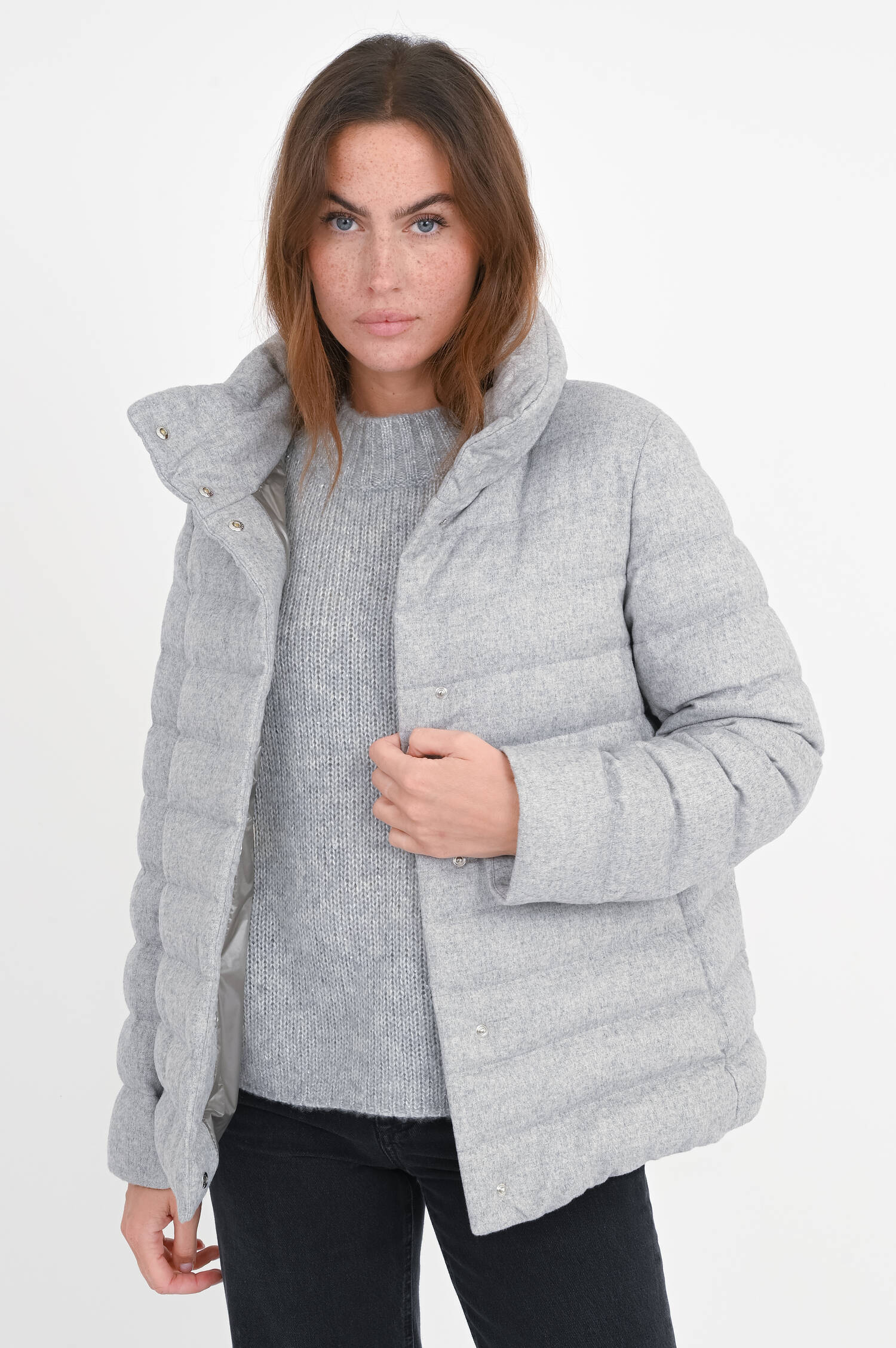 Seiden-Cashmere-Jacke in Grigio Perla