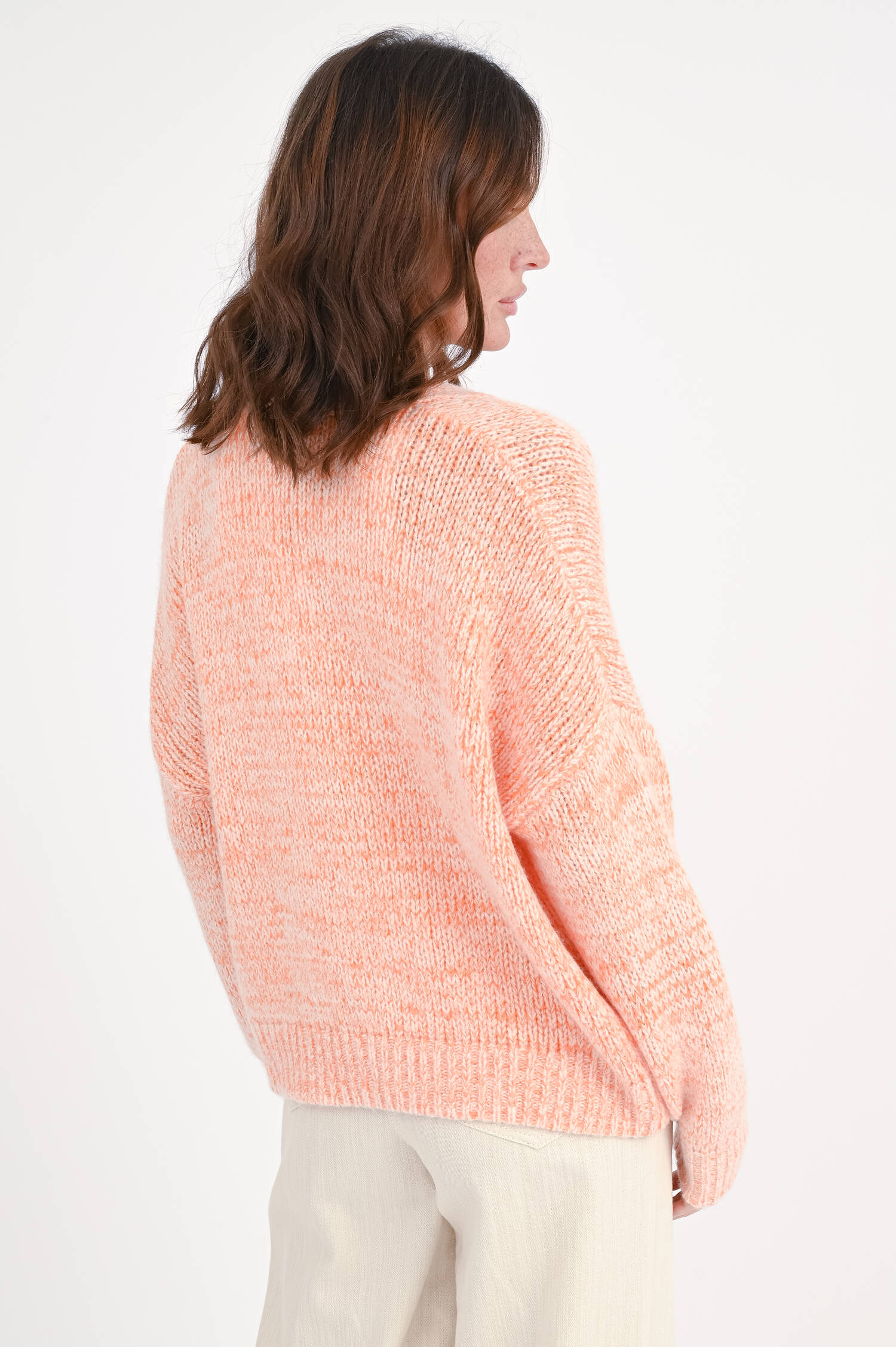 Cardigan aus Woll-Cashmere-Mix in Papaya meliert