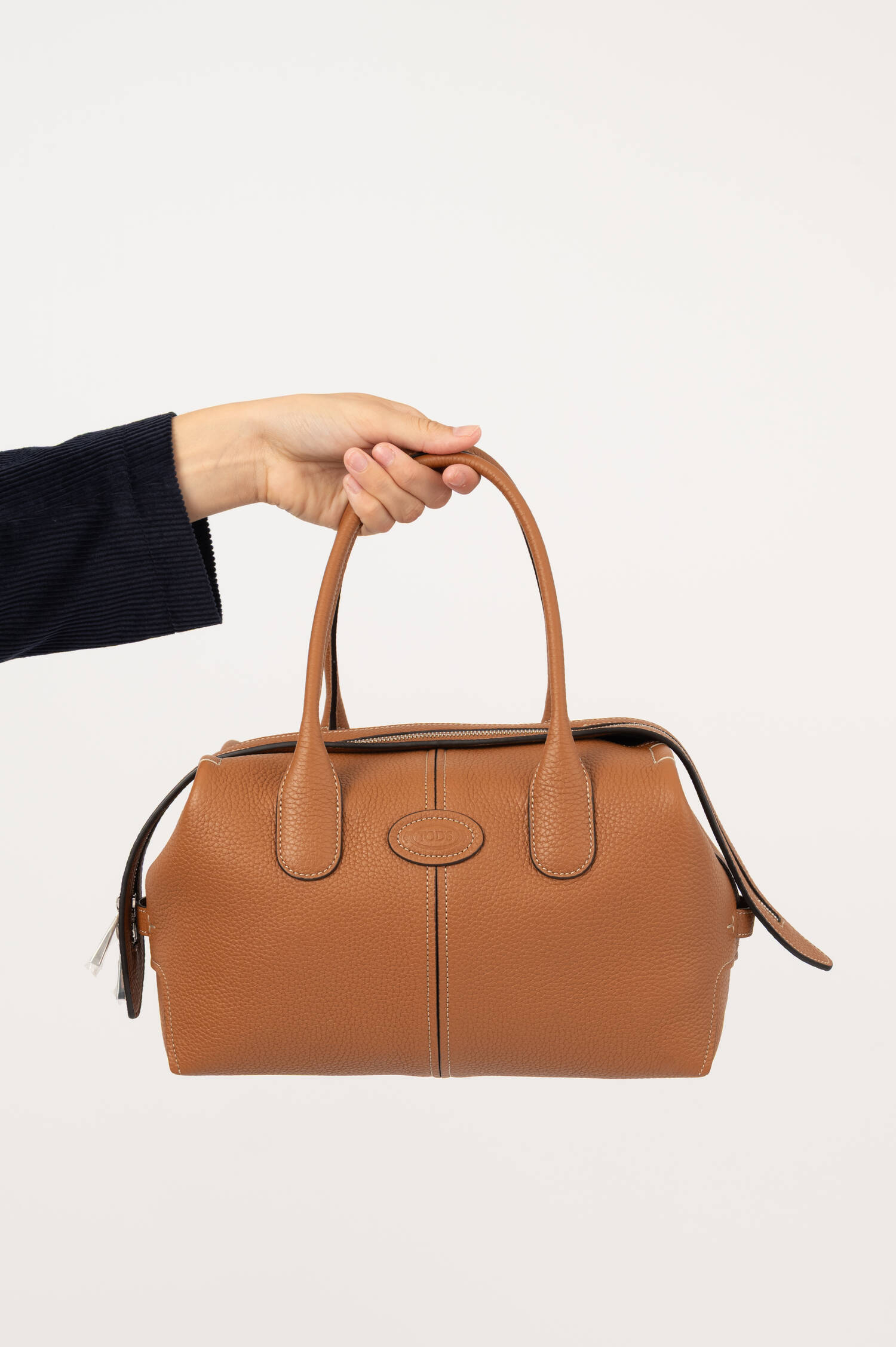 Genarbte Leder-Bowling-Bag in Braun Genarbte Leder-Bowling-Bag in Braun