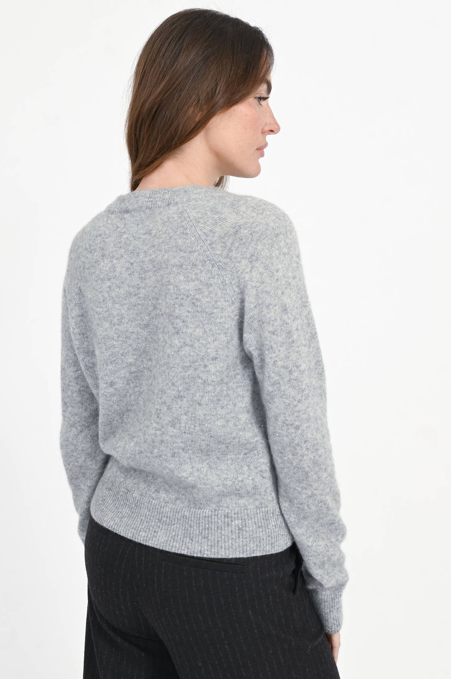 Strickjacke mit micro Pailletten in Silbergrau